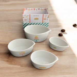 NEW Now Designs by Danica Set of 4 Measuring Cup Set Cake Walk Design Stoneware